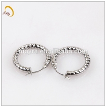 Pattern Men 316 Stainless Steel Black Circle Huggie Stud Earrings