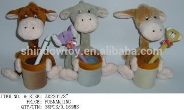 cute colorful stuffed customized plush donkey with pen container