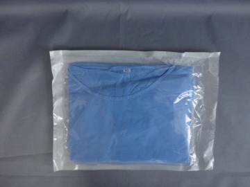 Sugical gown packed in plastic bag