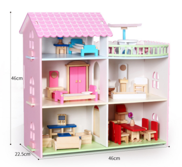 Manufactured Indoor Playhouse with Pink Color and Furnishings: A Creative Toy for Children's Games