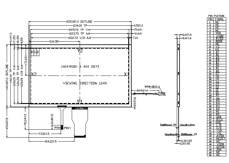 10.2inch LCD Screen 1024*600 Display for Laptop Monitor