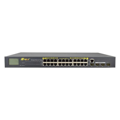 24 Ports Ethernet PoE Switch with LCD Screen