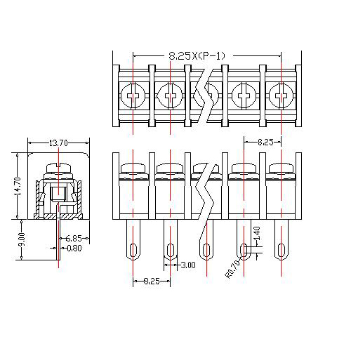 AT835-8.25XXX-B Barrier Terminal Block Pitch8.25mm 