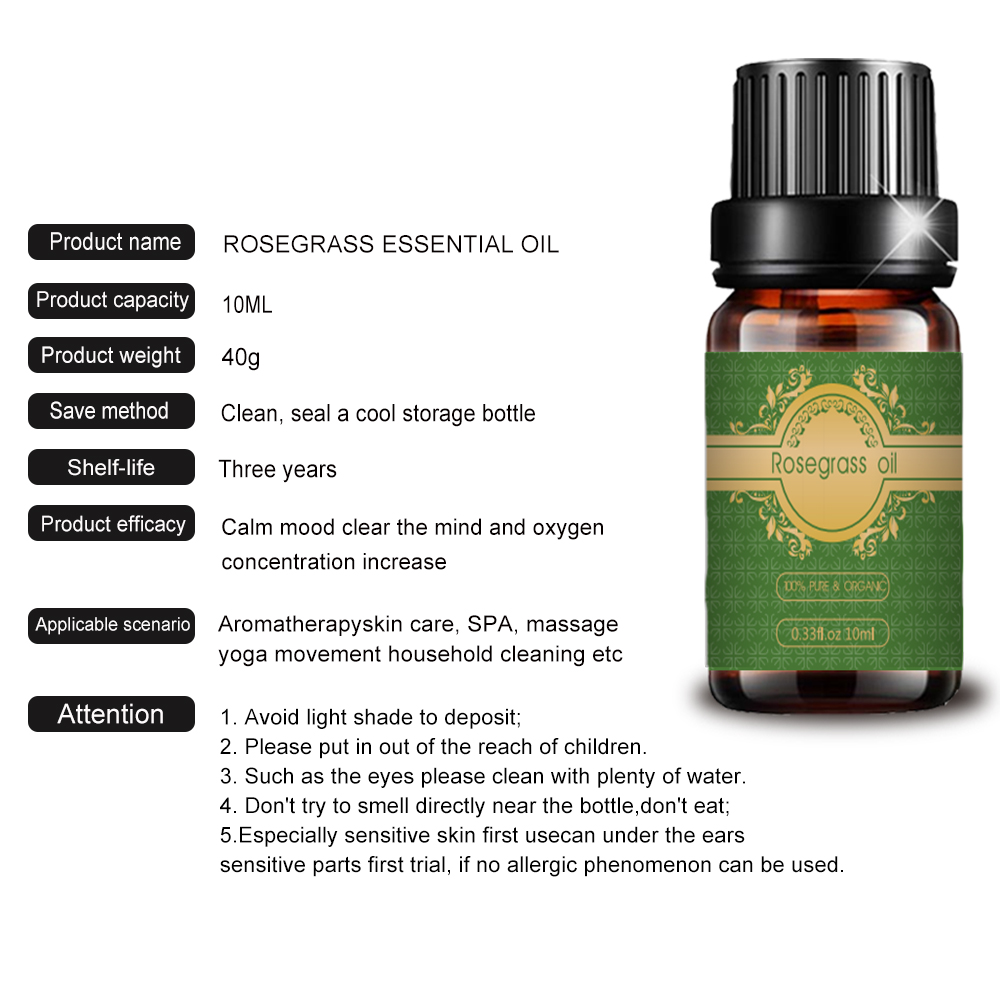 Wholesale Natural Rosegrass Palmarosa Essential Oil body spa