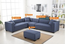 Countryside style Home seat with Ottoman living room Blue sofa High End stationary sofa Zoy-9916A
