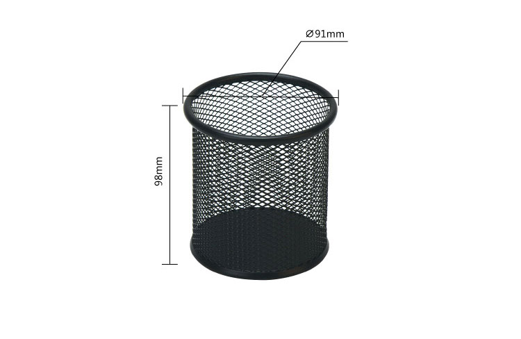 Comix Silver Black Durable Iron Mesh Round Pen Holder