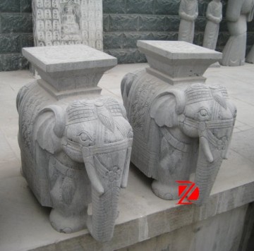garden carving stone pedestal with elephant statue