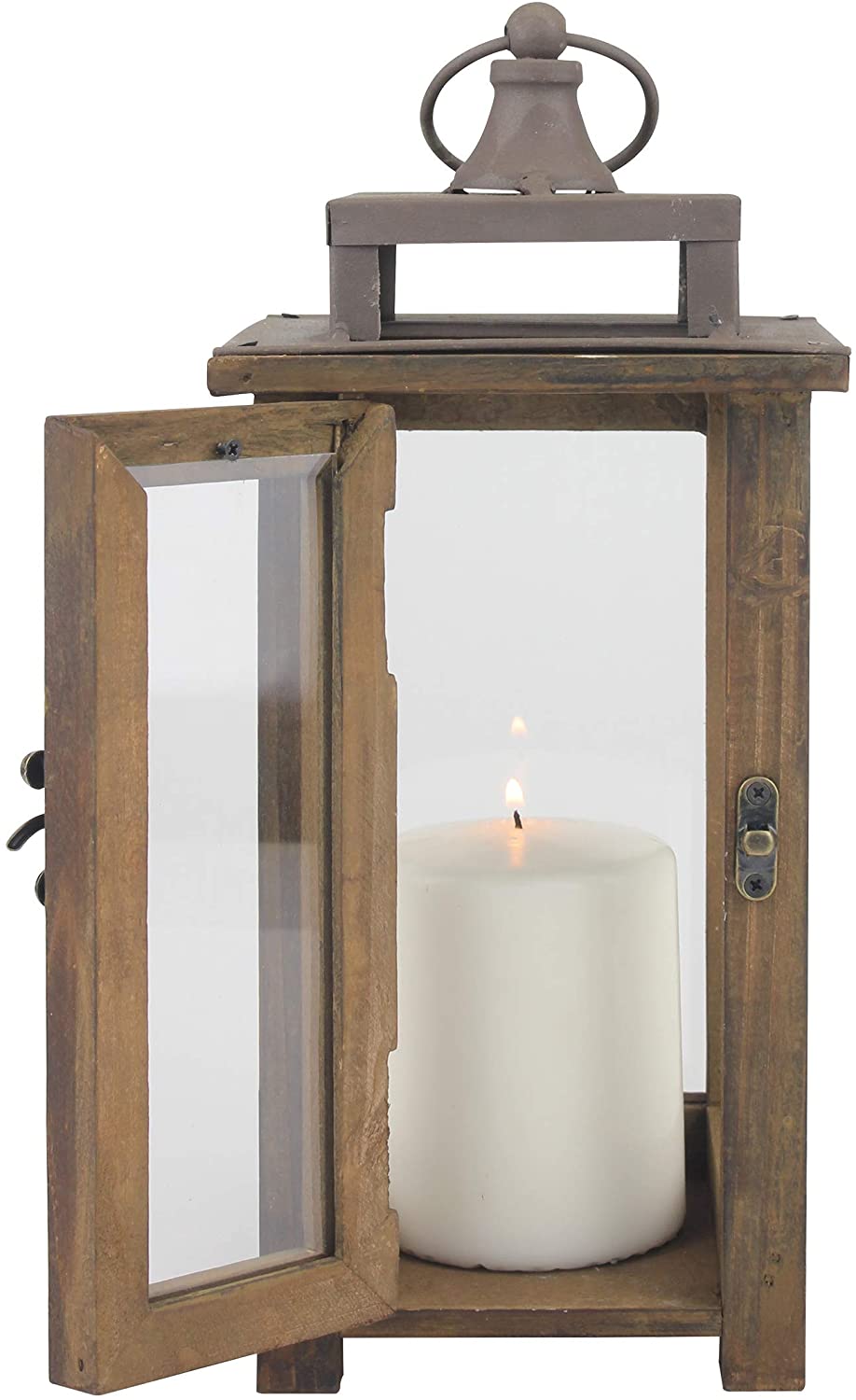 Linterna de vela de huracán de madera rústica decorativa