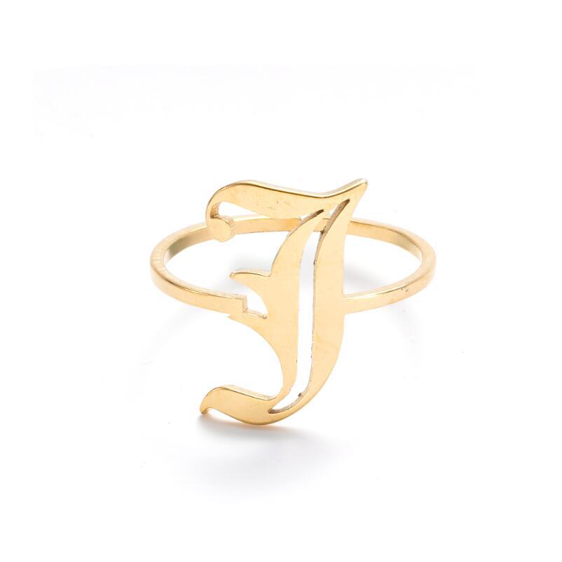 26 alphabet letter rings 18k gold initial rings letter old english font letter ring stainless steel