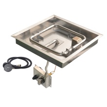 Stainless Steel Square Fire Pit Pan with Burner for Rattan Wicker Fire Pit Tables