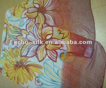 Flower 100% silk ggt print long scarf