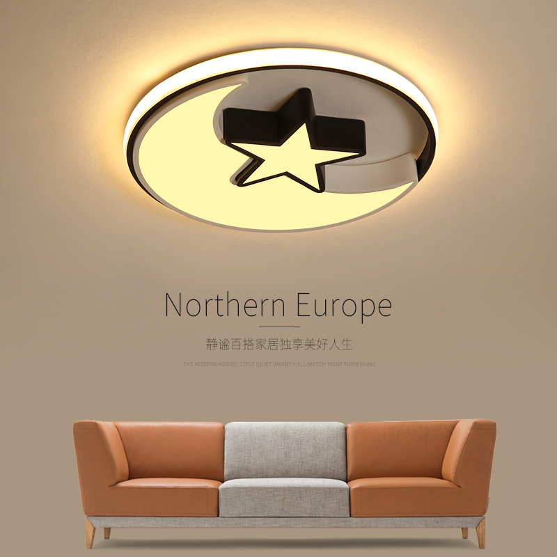 Nordic style aluminum acrylic material led moon star shape ceiling lamp
