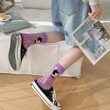 Customized Xiangyi Cute Style Spring Summer Jacquard Mid Tube Socks - Cartoon Thin Transparent Sheer Glass Silk Designer Socks