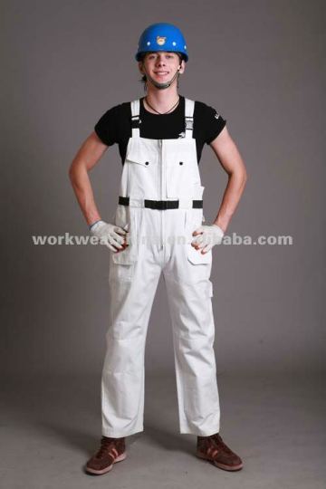 100% Cotton Drill White Bib-Pants Workwear