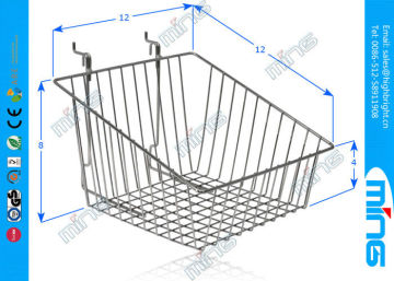 Custom Chrome Metal Supermarket Wire Display Baskets In Black