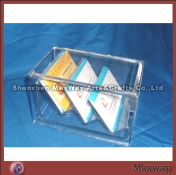 Clear desk layered lucite name card rack