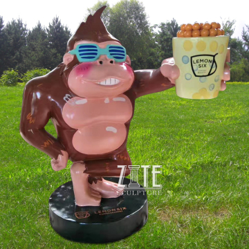 Factory large resin fiberglass cartoon monkey sculpture for shopping mall