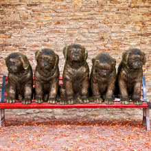 Professional Bronze Foundry bronze small yard decor dog sculpture