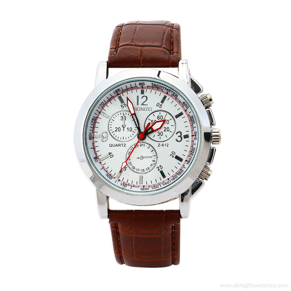 New Fashion Men Waterproof Leather Quartz Watch