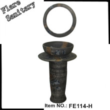 Bathroom ceramic pedestal wash basin with mirror