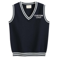 Custom Logo Pattern Boy/Girls Sweater Vest - Casual V Neck Pullover for Kids School Uniform