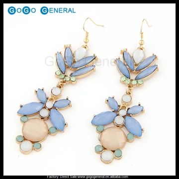Fashion Drop Facet Earring With Blue Stone