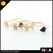 Boho 18K Gold Cuff Bangle Jewelry,Fashion Quartz Stone Open Alloy Bangle