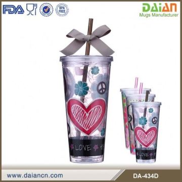 Wholesale acrylic double insulated tumblers with straw