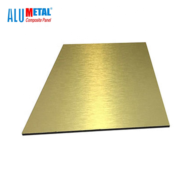 gold brushed aluminium composite panel acp sheet dibond in shanghai