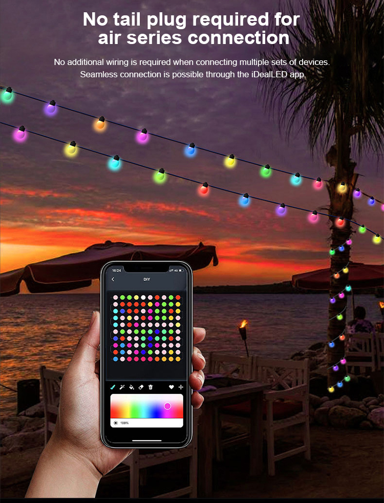 Smart Light App Control Outdoor RGB Solar Powered String Light LED Christmas Light String