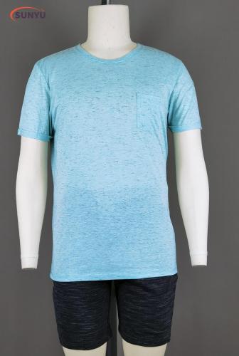 T-shirt de manga curta de algodão masculina / poliéster