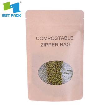 Borsa con cerniera in stand up compostabile con logo personalizzato