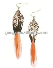 Fashion real bird feather earrings with hook in natural color