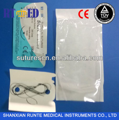 CE, ISO Non Absorbable Surgical Silk Braided Suture