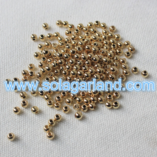 Groothandel 4 MM Goud Zilver Plating Kralen Acryl Losse Spacer Charms