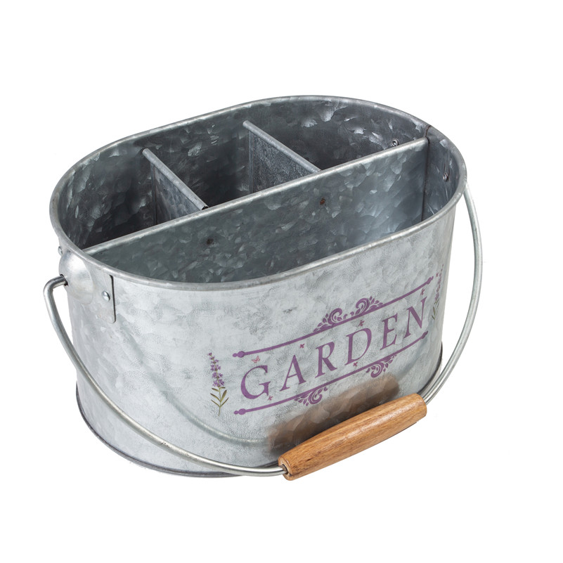Verzinkter Caddy mit Holzgriff Galvanized Caddy WIth Wooden Handle