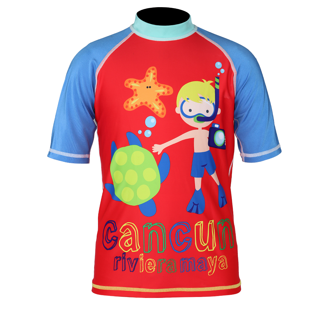 Koszulka z krótkim rękawem Seaskin RashGuard Blue Boy