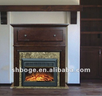 25" remote control embedded efficient electric fireplace with mantel