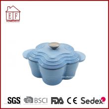 Enamel flower shape saucepan cast iron cooking pot