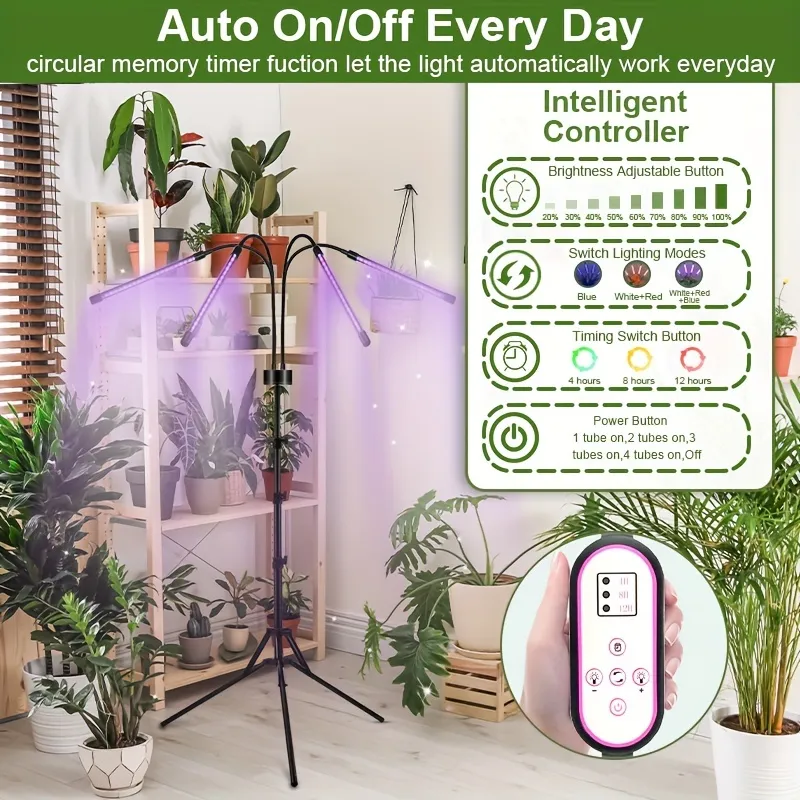 Stand Foldable Full Spectrum Plant Growth Light with Timer