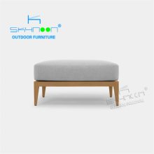 Customizable Teak Wooden Footstool Ottoman Bench with Luxury Seat Cushion