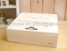 Shabby chic 3 grids wooden storage box with cover