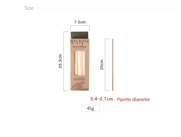 Disposable Biodegradable Organic Wheat Drinking Straw