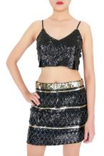 Black Mini Sequin Skirt