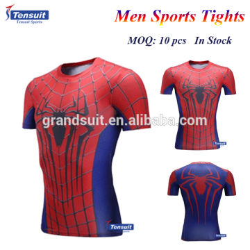 Super heroes pattern popular design quick dry sport compression tshirt