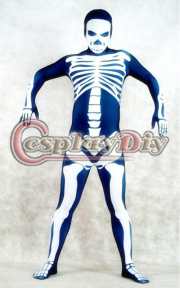 Stock Catsuits dark blue Human Skeleton Lycra Spandex Unisex Zentai Suit holloween costume