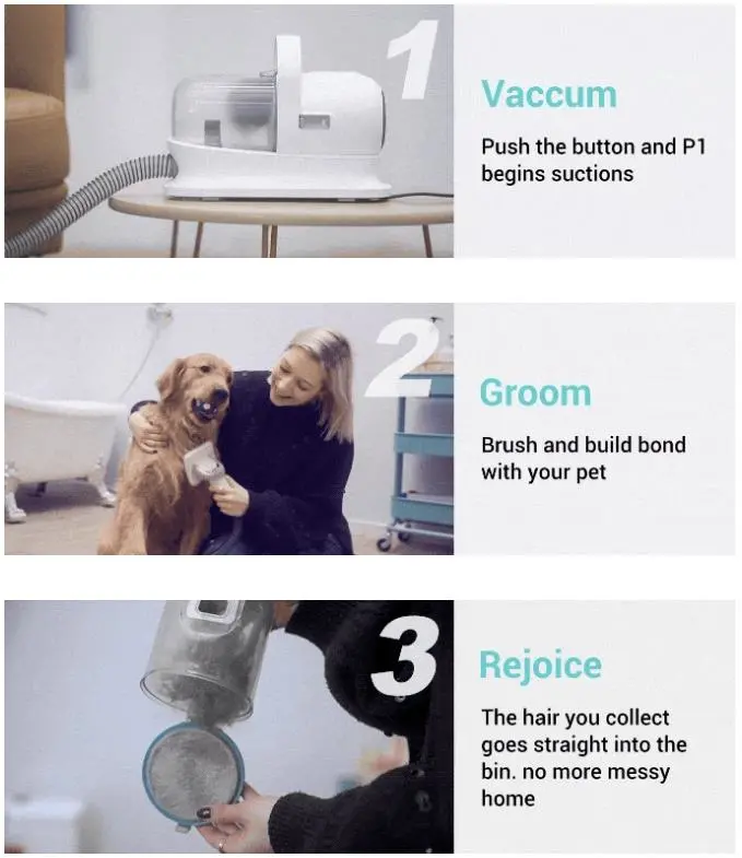 New Pet Groomer Hair Vacuum Cleaner with Groom Kit Brushes Powerful Suction 9000 PA and Super Low Noise
