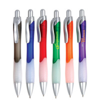 Curvy plastic ball pen with grip