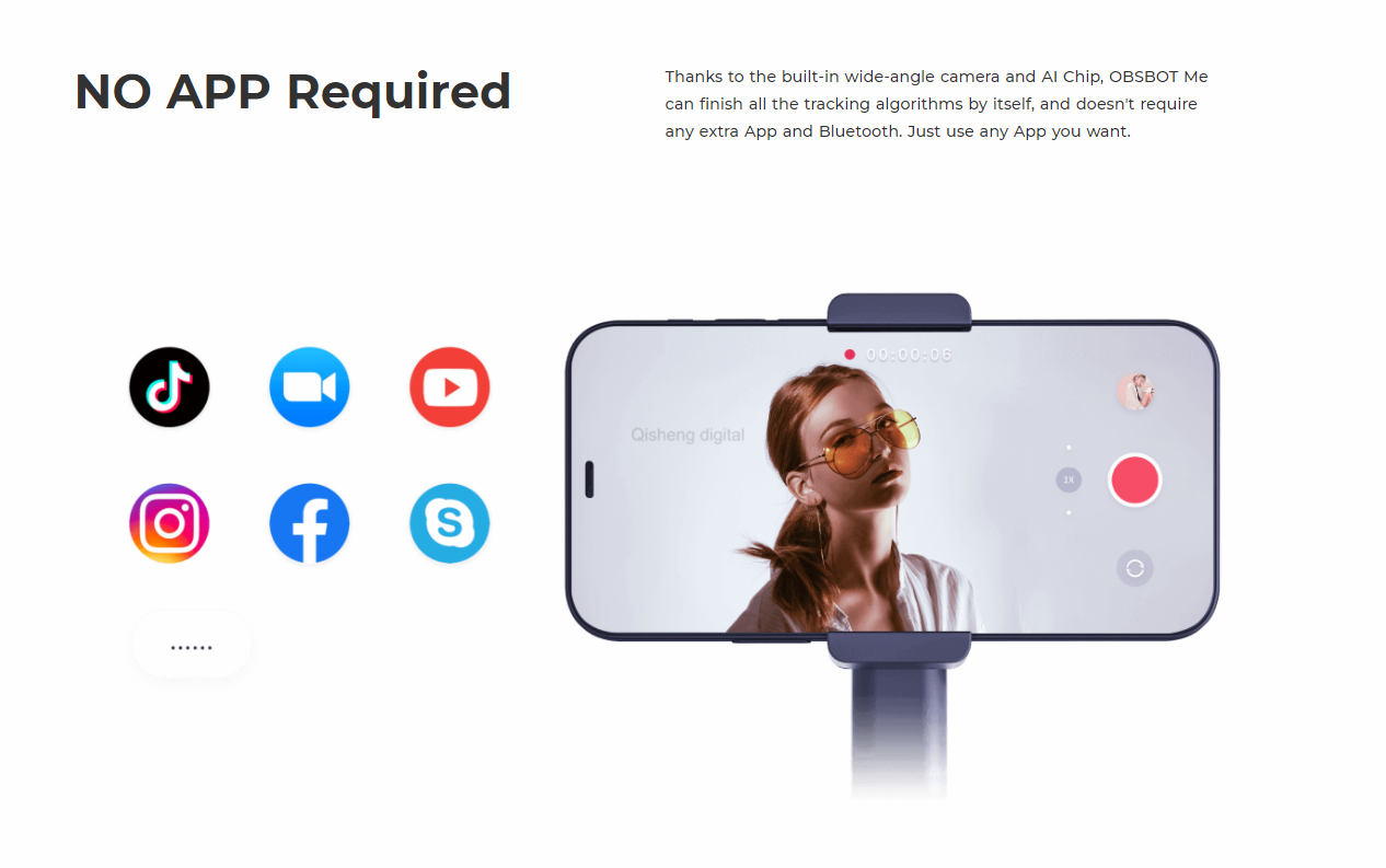 OBSBOT Me AI Powered Selfie Phone Mount Auto Tracking for Smartphone Selfie Vlog Live streaming Video Call Meeting