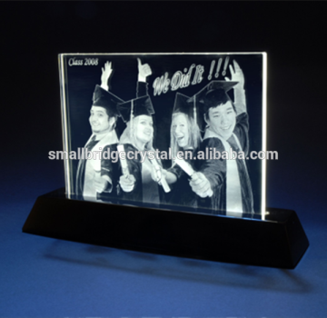 2D laser crystal college graduation gift